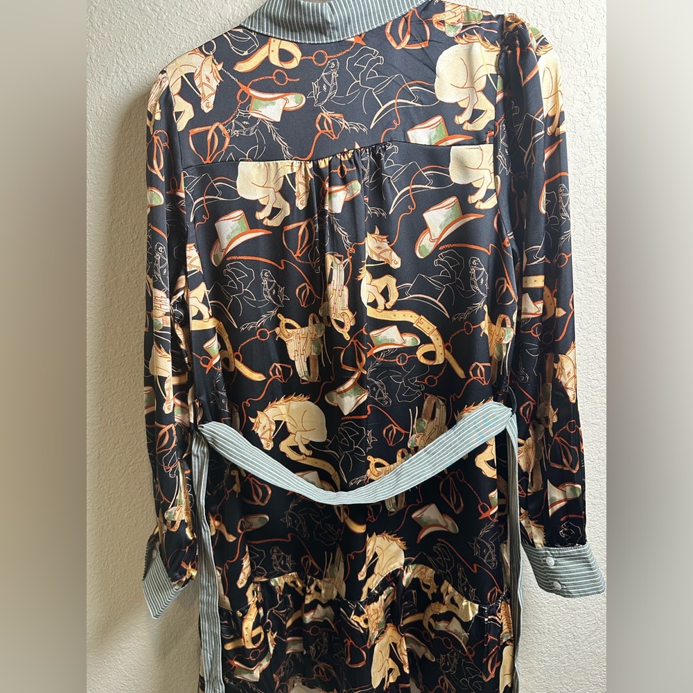 Black and Gold Western Patterned Shirt Dress - NWT - Picture 4 of 8
